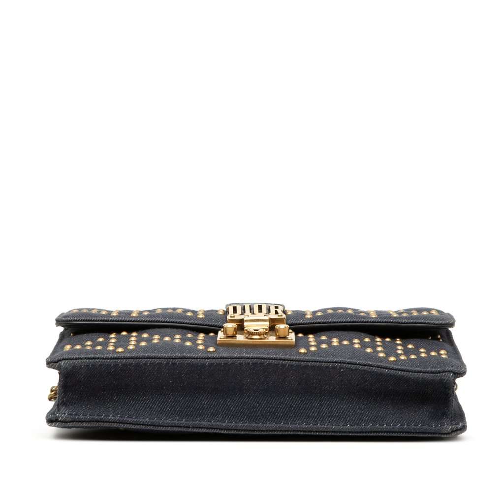 Dior Denim Cannage Studded DiorAddict Wallet on Chain Blue Very good condition - Inside View