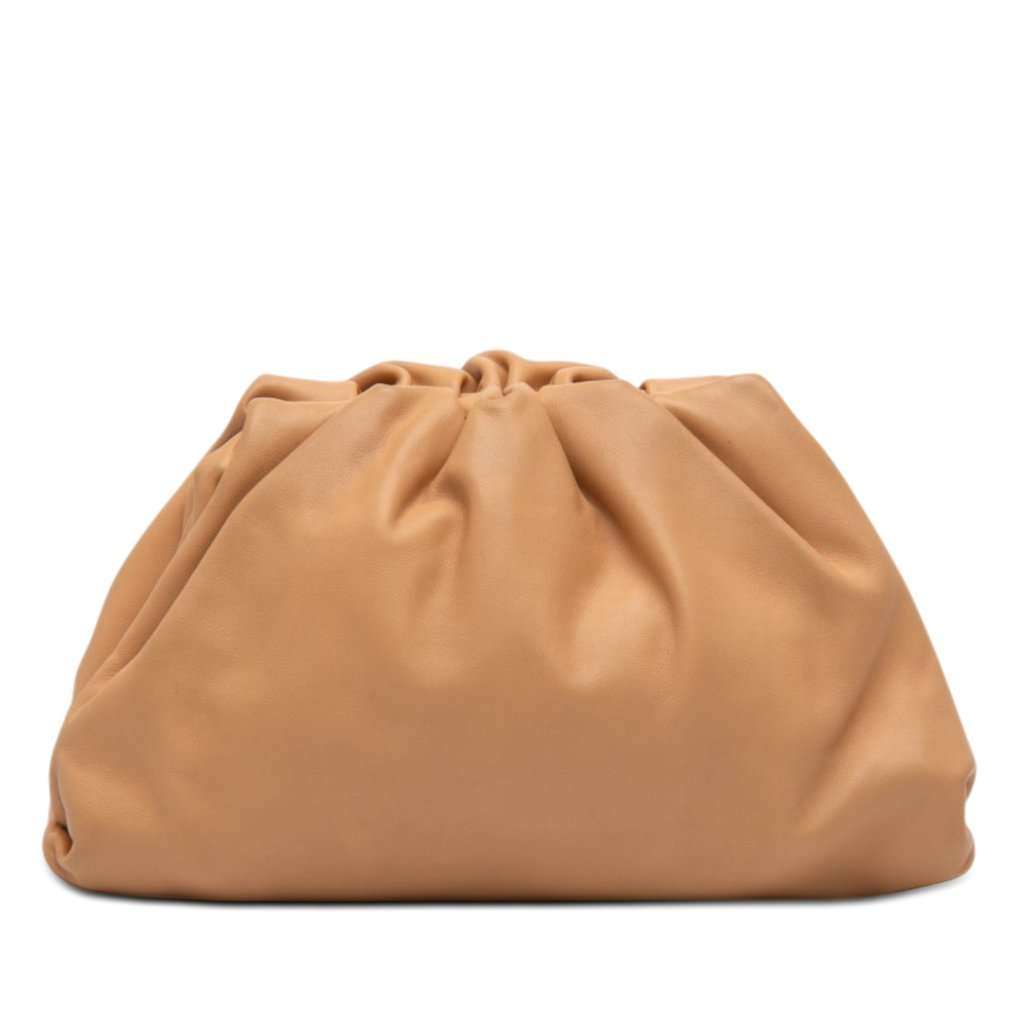 Bottega Veneta Teen Lambskin Pouch Beige Leather Very good condition - Front View