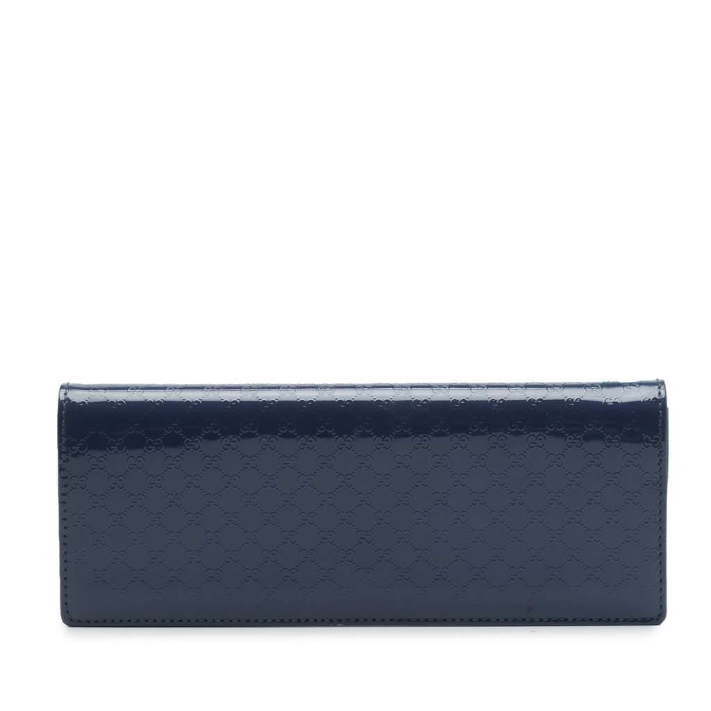 Gucci Microguccissima Patent Broadway Clutch Blue Leather Very good - Front View