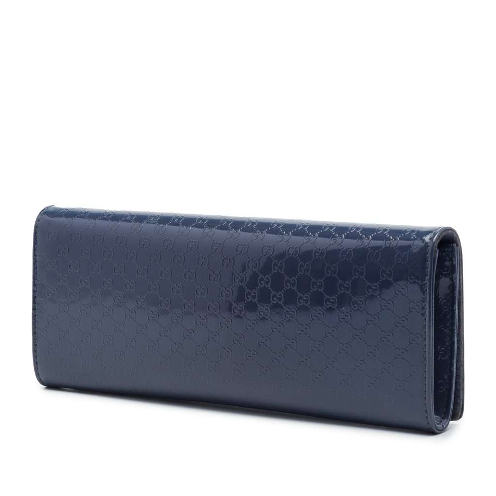 Gucci Microguccissima Patent Broadway Clutch Blue Leather Very good - Back View