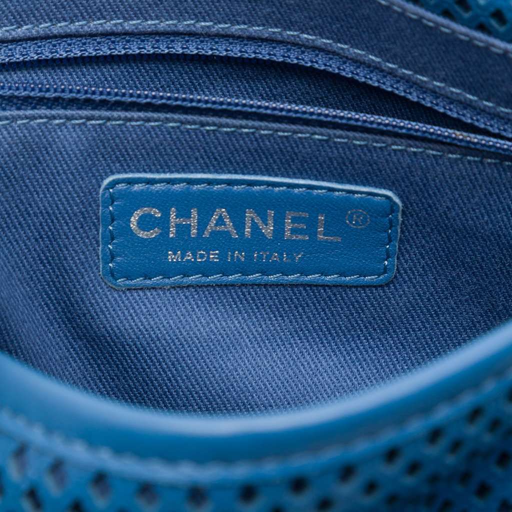 Chanel Small Perforated Calfskin Up In The Air Flap Blue Leather Very good - Box View