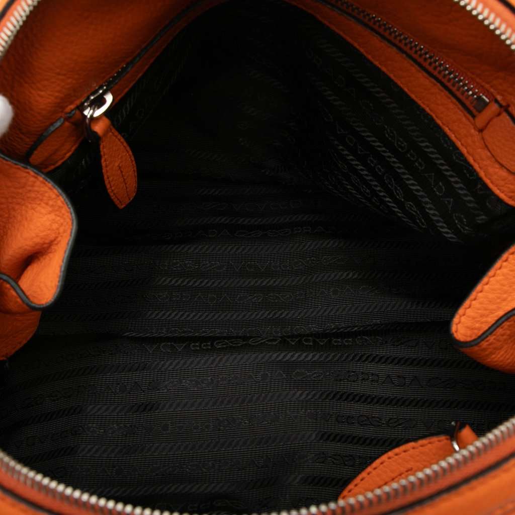 Prada Vitello Daino Dome Satchel Orange Leather Very good condition - Model View