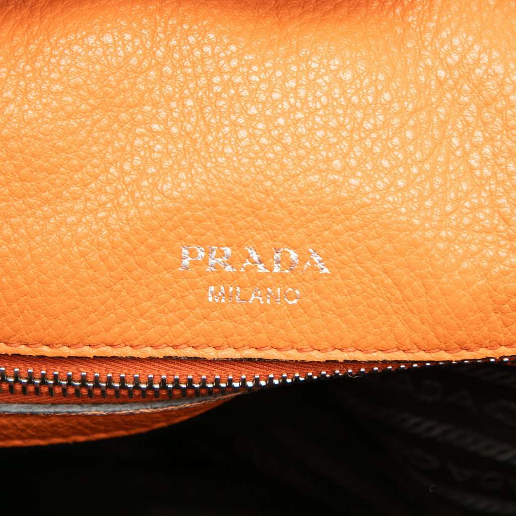Prada Vitello Daino Dome Satchel Orange Leather Very good condition - Box View