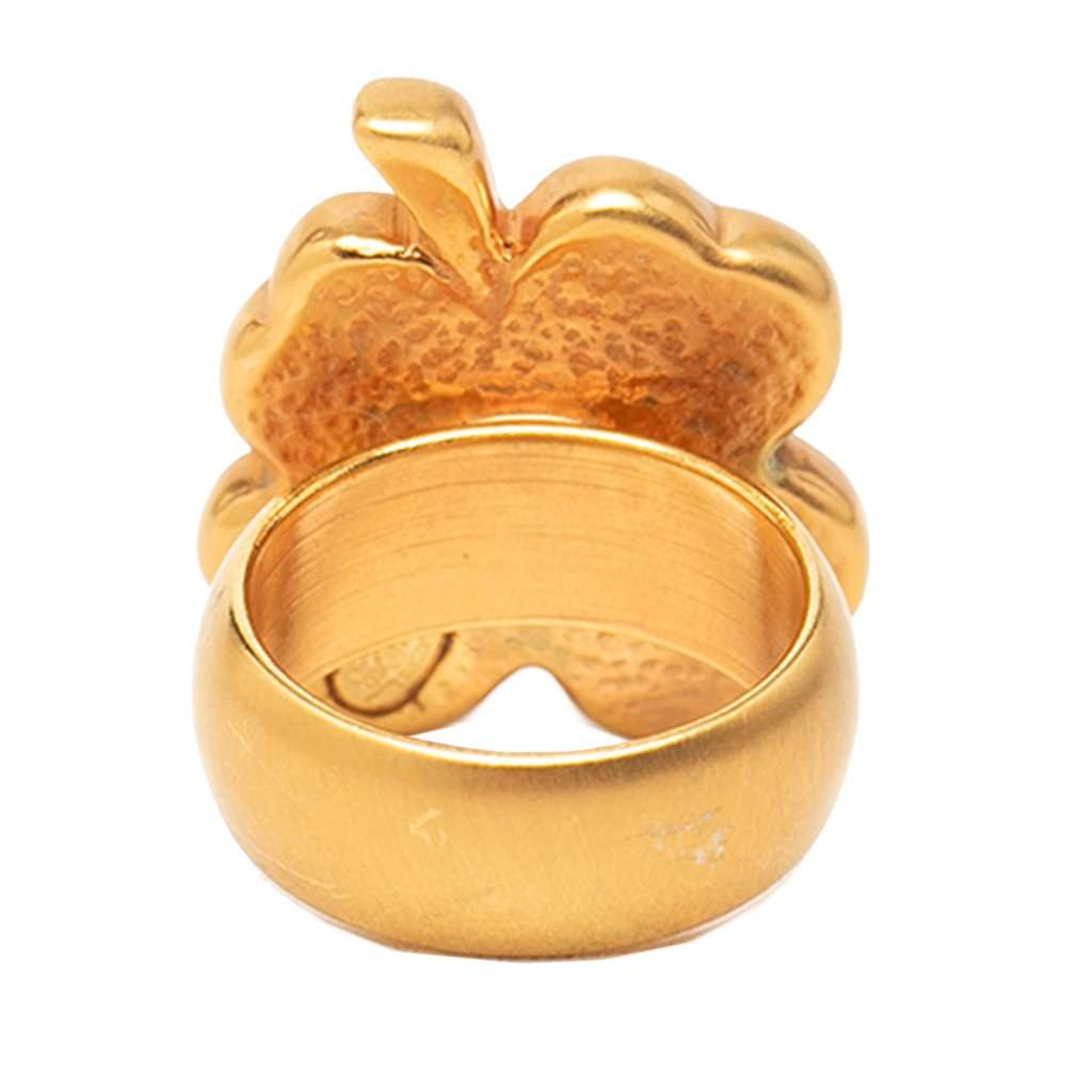 Chanel CC Gold Plated Resin Clover Ring Gold Metal Very good - Inside View