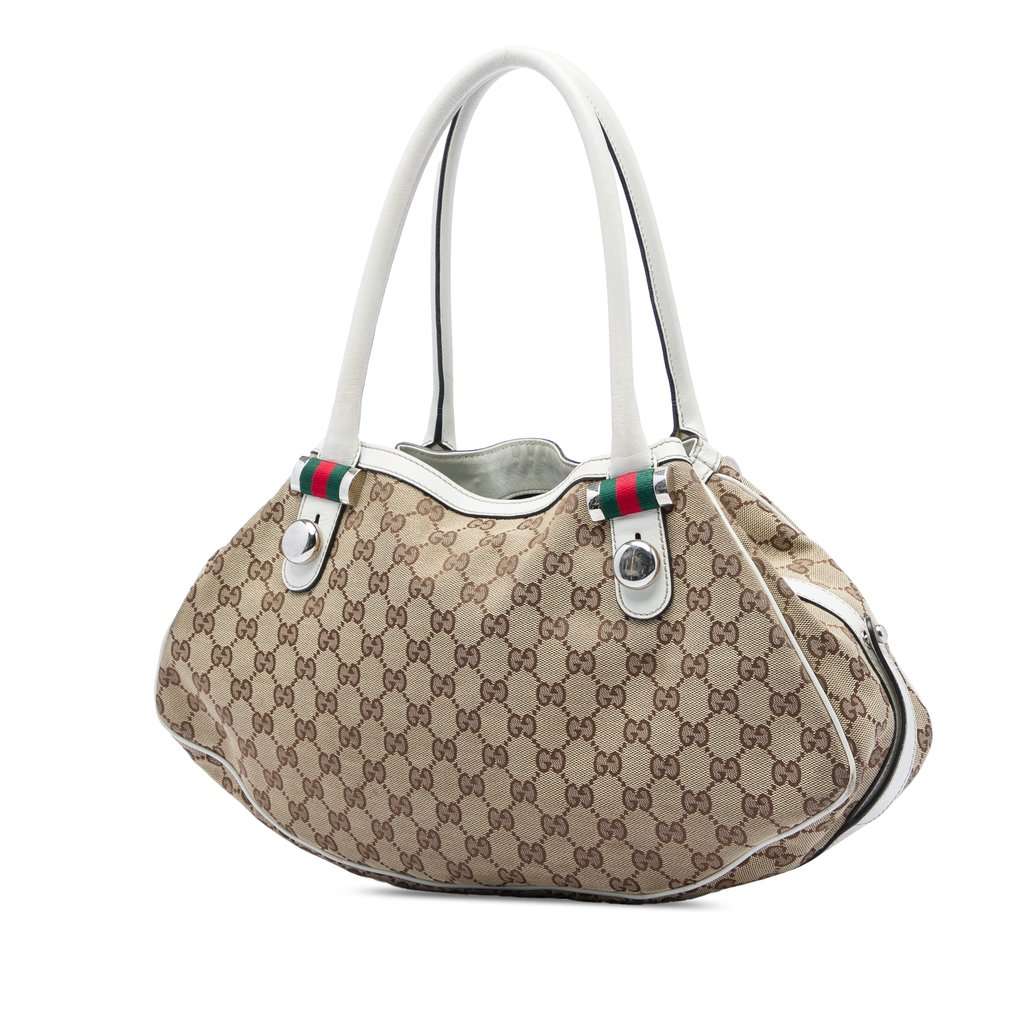 Gucci GG Canvas Web Match Ball Tote Beige Very good - Back View
