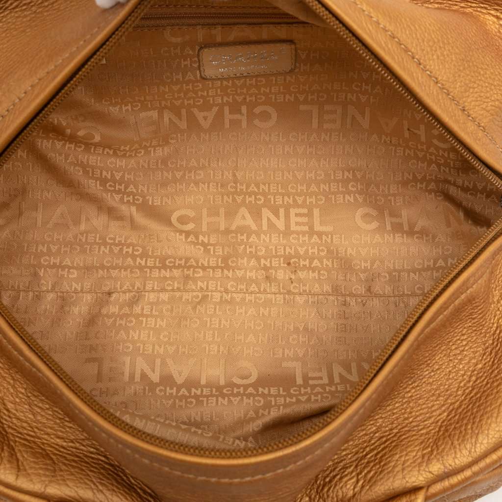 Chanel Small Quilted Metallic Calfskin Le Marais Bowler Bag Gold Leather Very good condition - Model View