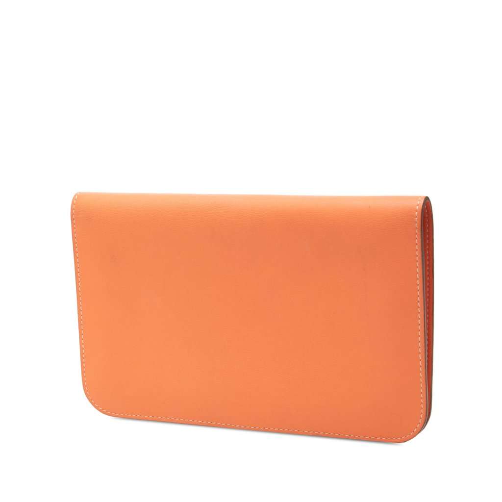 Hermès Clemence Dogon Duo Wallet GM Orange Leather Very good condition - Back View