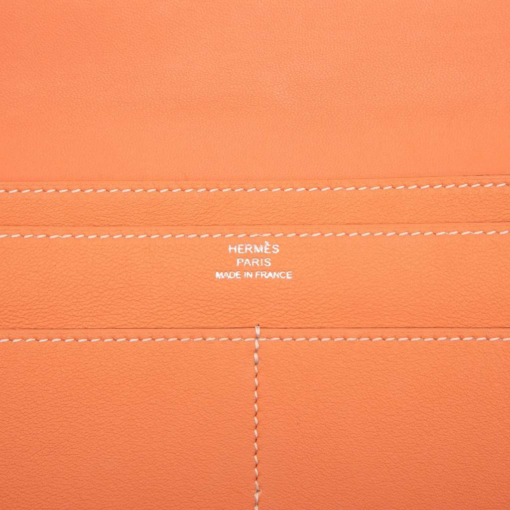 Hermès Clemence Dogon Duo Wallet GM Orange Leather Very good condition - Box View