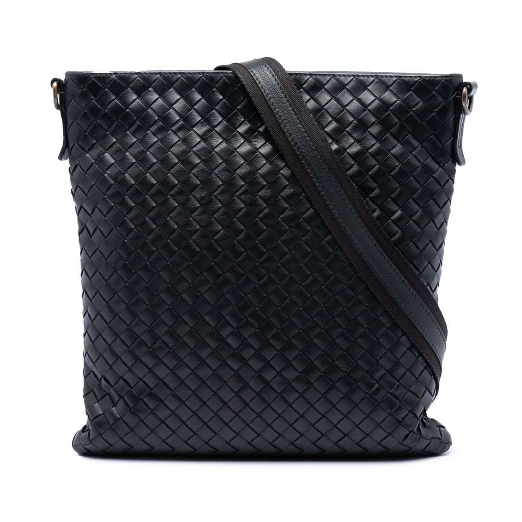 Bottega Veneta Nappa Intrecciato VN Crossbody Black Leather Very good condition - Front View