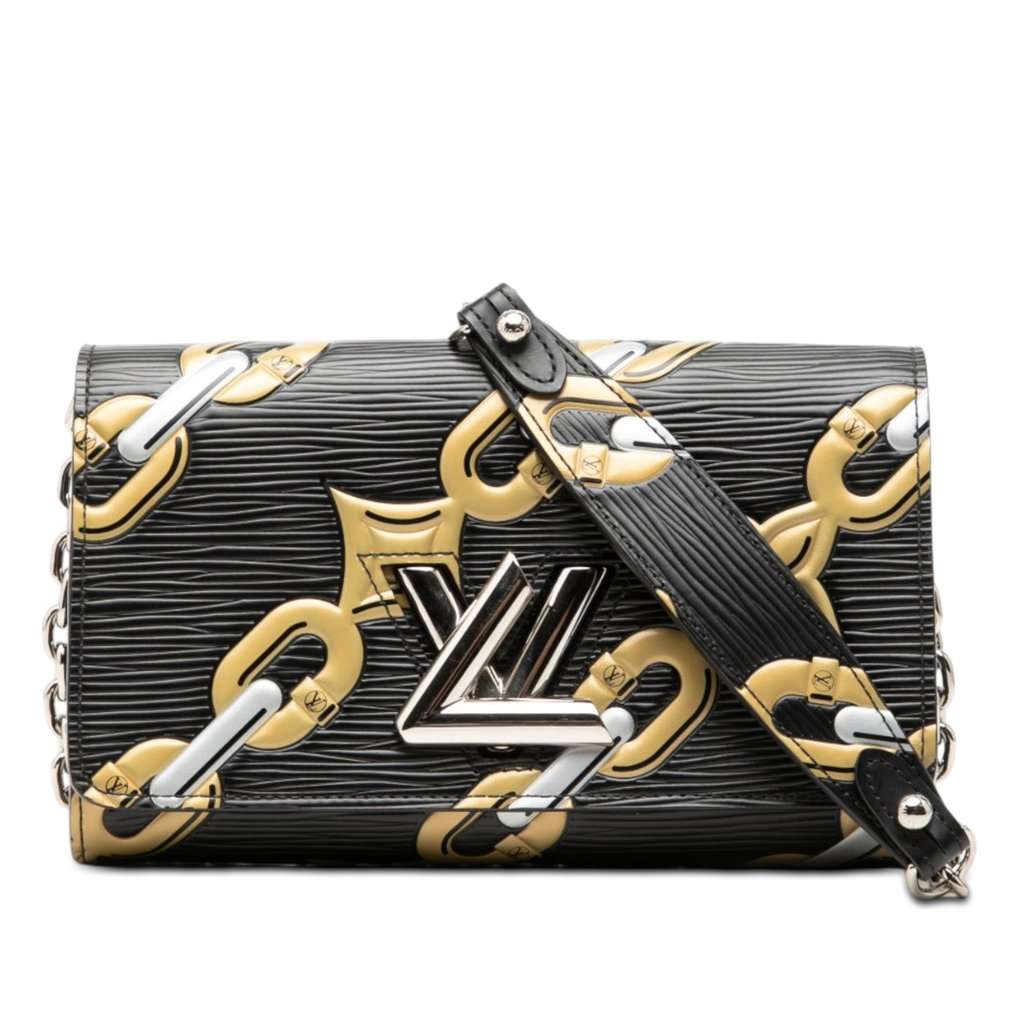 Louis Vuitton Epi Chain Flower Twist Wallet On Chain Black Leather Very good - Front View