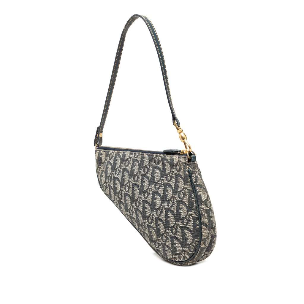 Dior Mini Diorissimo Canvas Saddle Pochette Blue Very good - Back View