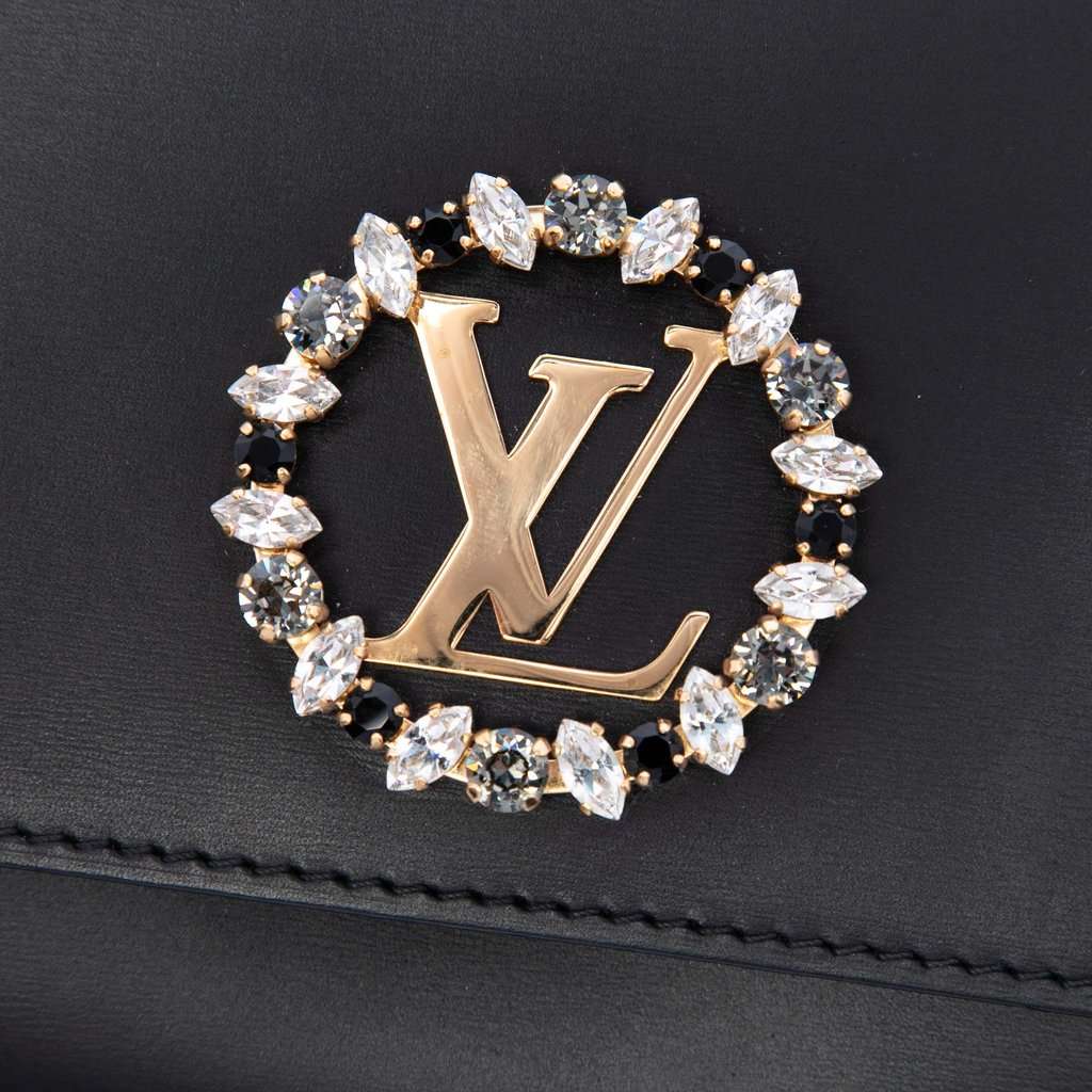 Louis Vuitton Crystal Louise Clutch Black Leather Very good - Box View