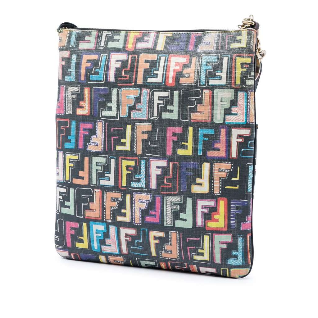 Fendi Multicolor Zucca Spalmati Forever Crossbody Black Very good - Back View