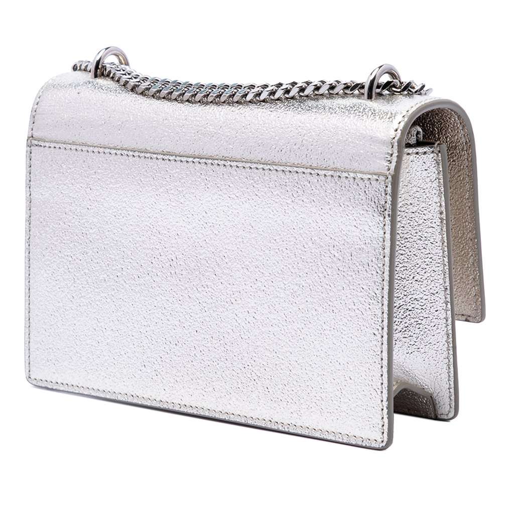 Saint Laurent Mini Metallic Calfskin Monogram Sunset Wallet on Chain Silver Leather Very good condition - Back View