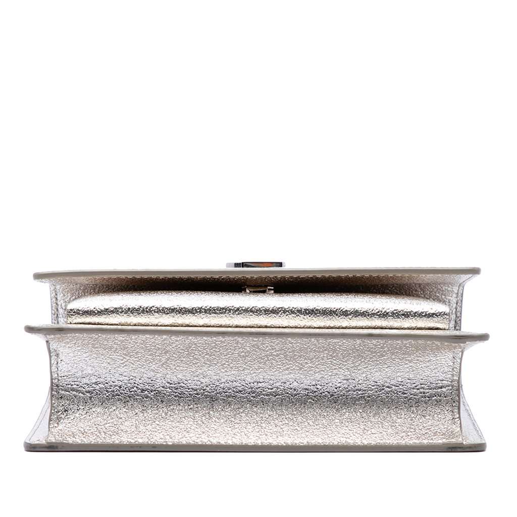 Saint Laurent Mini Metallic Calfskin Monogram Sunset Wallet on Chain Silver Leather Very good condition - Inside View