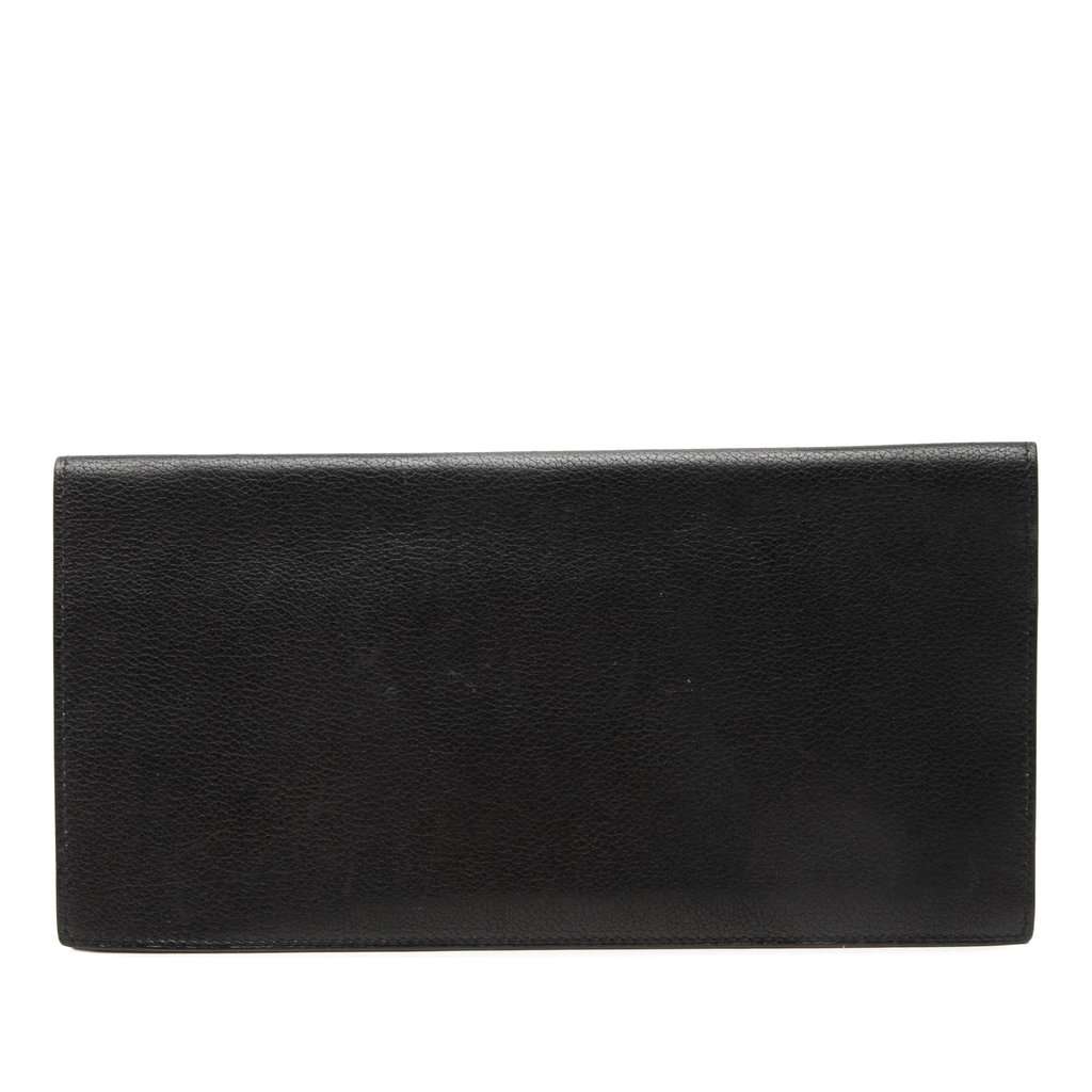 Hermès Leather Bifold Passport Holder Black Leather Very good condition - Front View