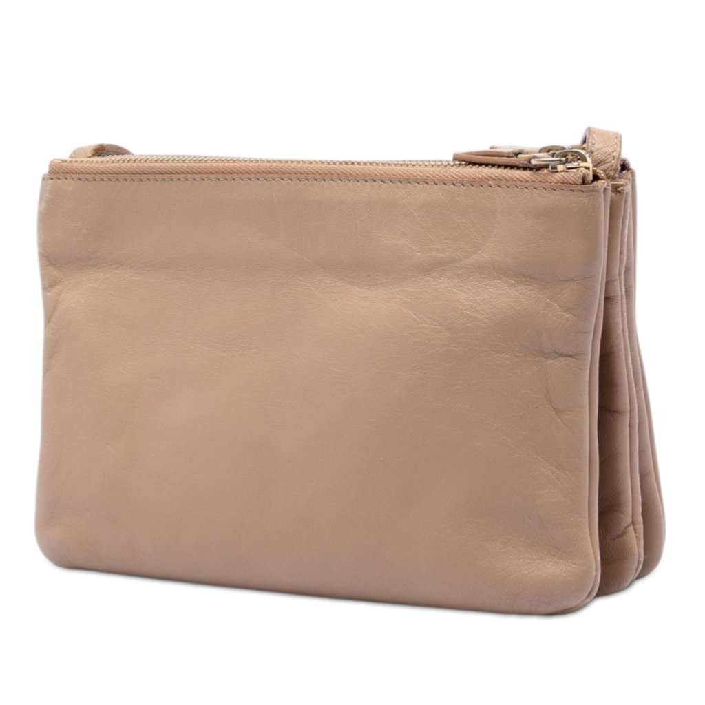 Celine Small Lambskin Trio Crossbody Beige Leather Very good condition - Back View
