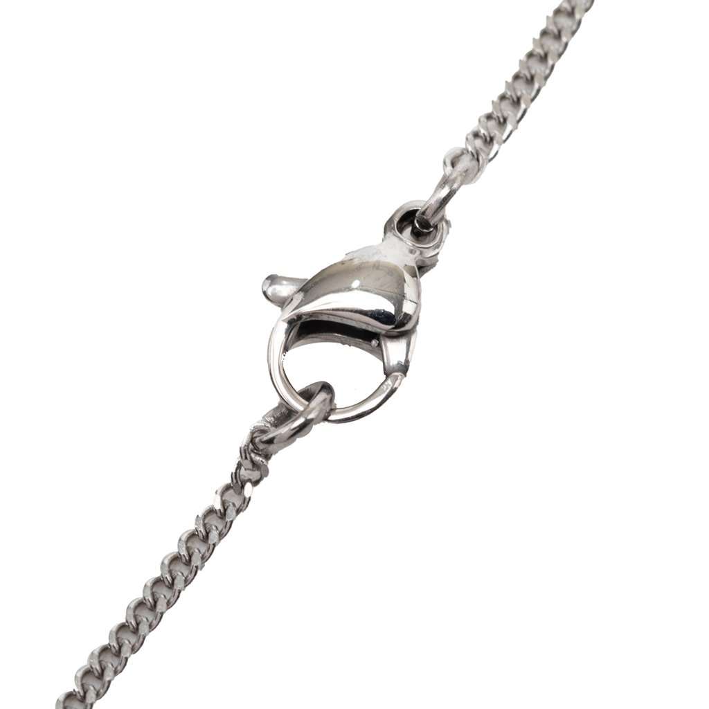 Chanel CC Brass Pendant Necklace Silver Metal Very good condition - Back View
