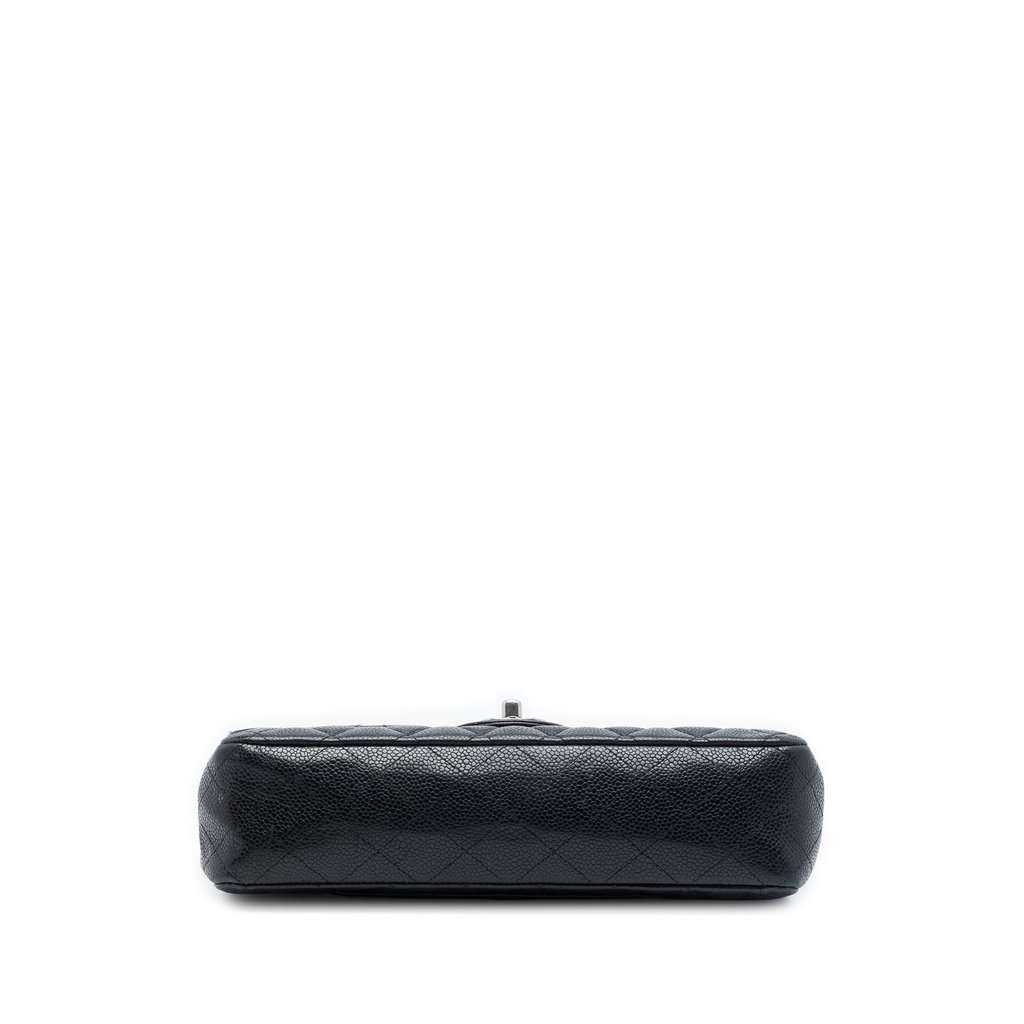 Chanel Medium Classic Caviar Double Flap Black Leather Good - Inside View