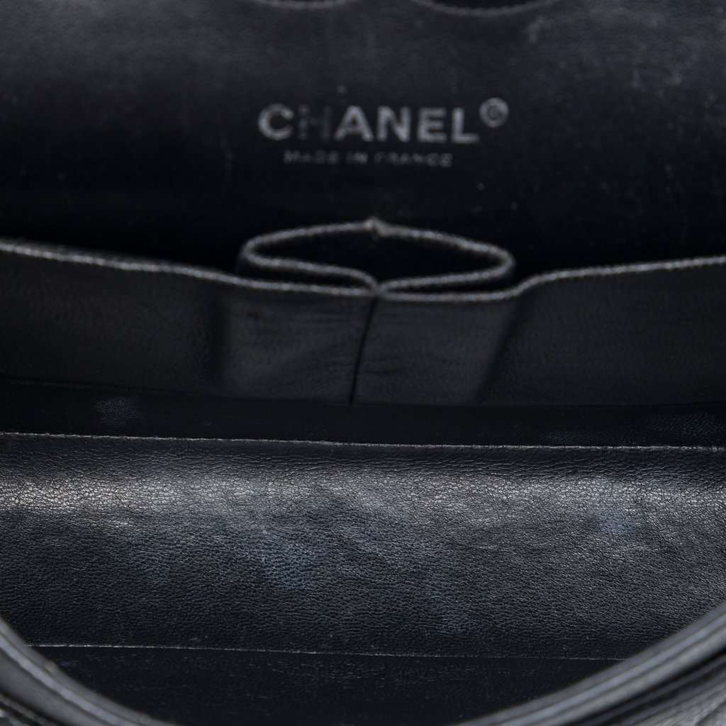 Chanel Medium Classic Caviar Double Flap Black Leather Good - Model View