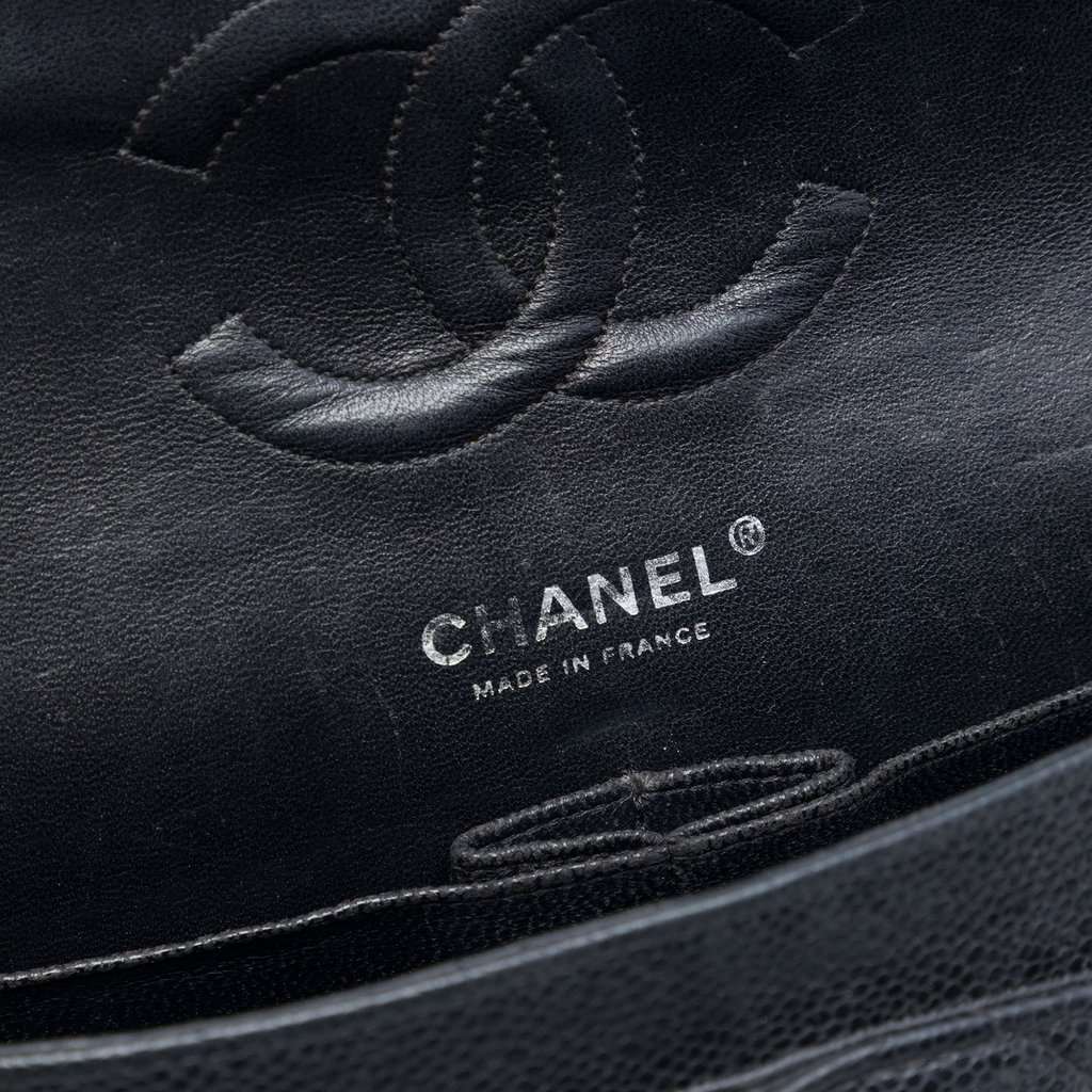 Chanel Medium Classic Caviar Double Flap Black Leather Good - Box View