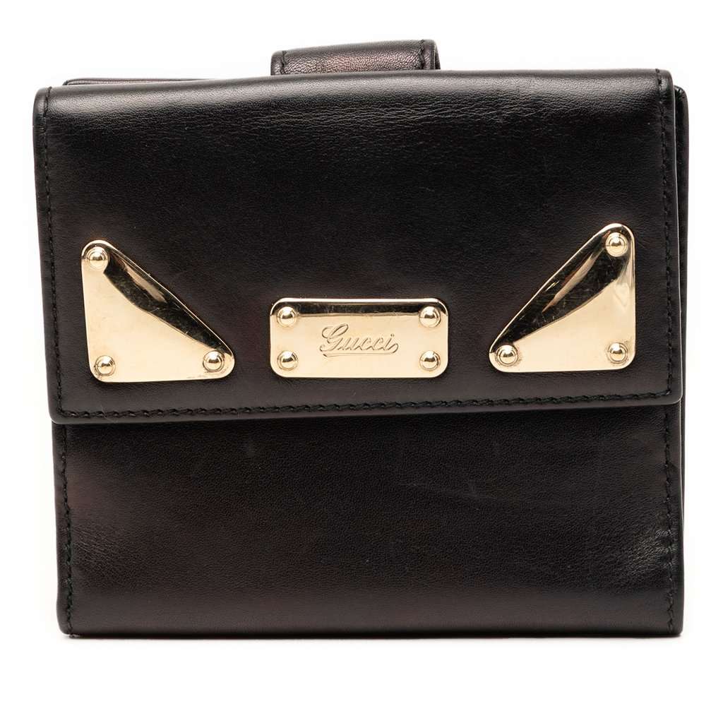 Gucci Calfskin Indy Bifold Wallet Black Leather Very good condition - Front View
