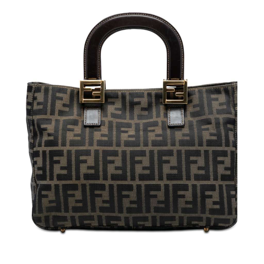 Fendi Small Zucca Canvas Twins Tote Brown Very good condition - Front View