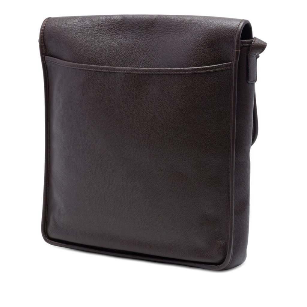 LOEWE Leather Anagram Flap Crossbody Brown Leather Very good - Back View