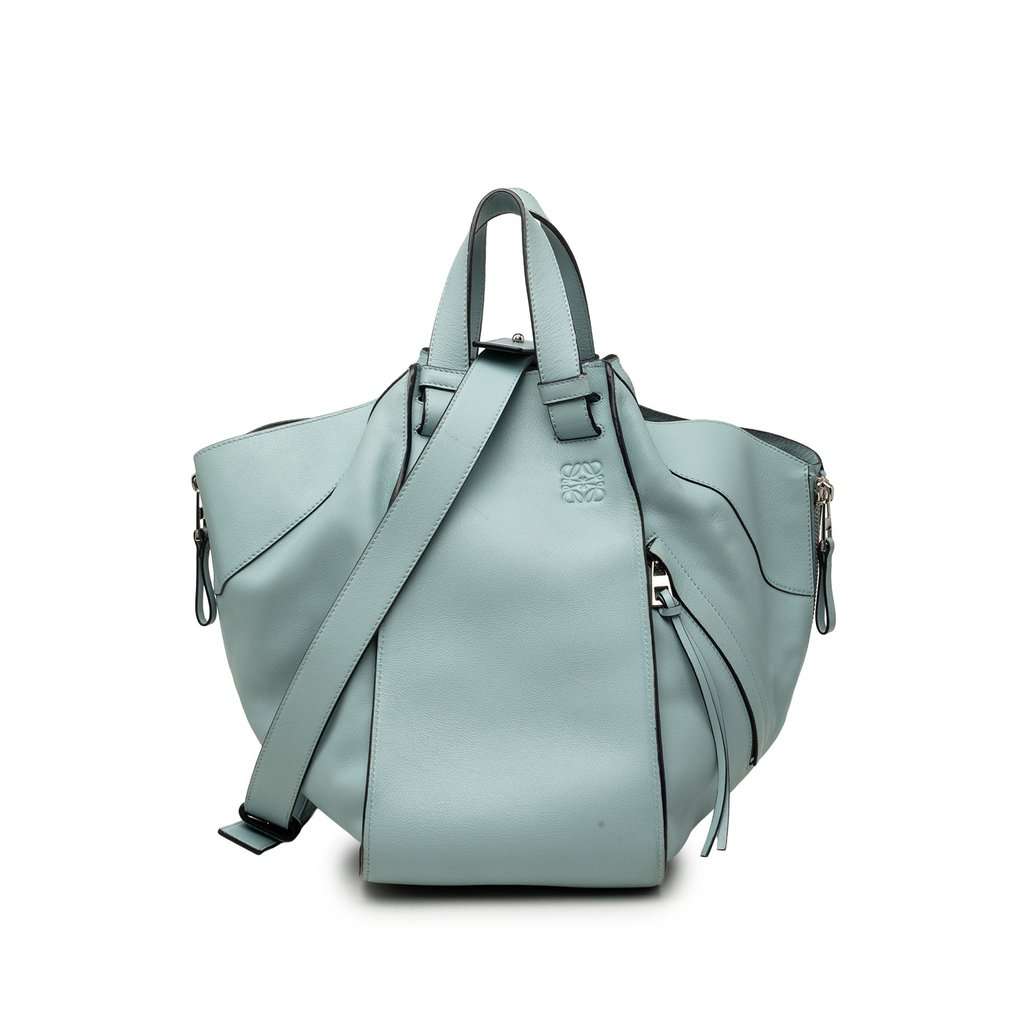 LOEWE Medium Leather Hammock Satchel Blue Leather Very good condition - Front View