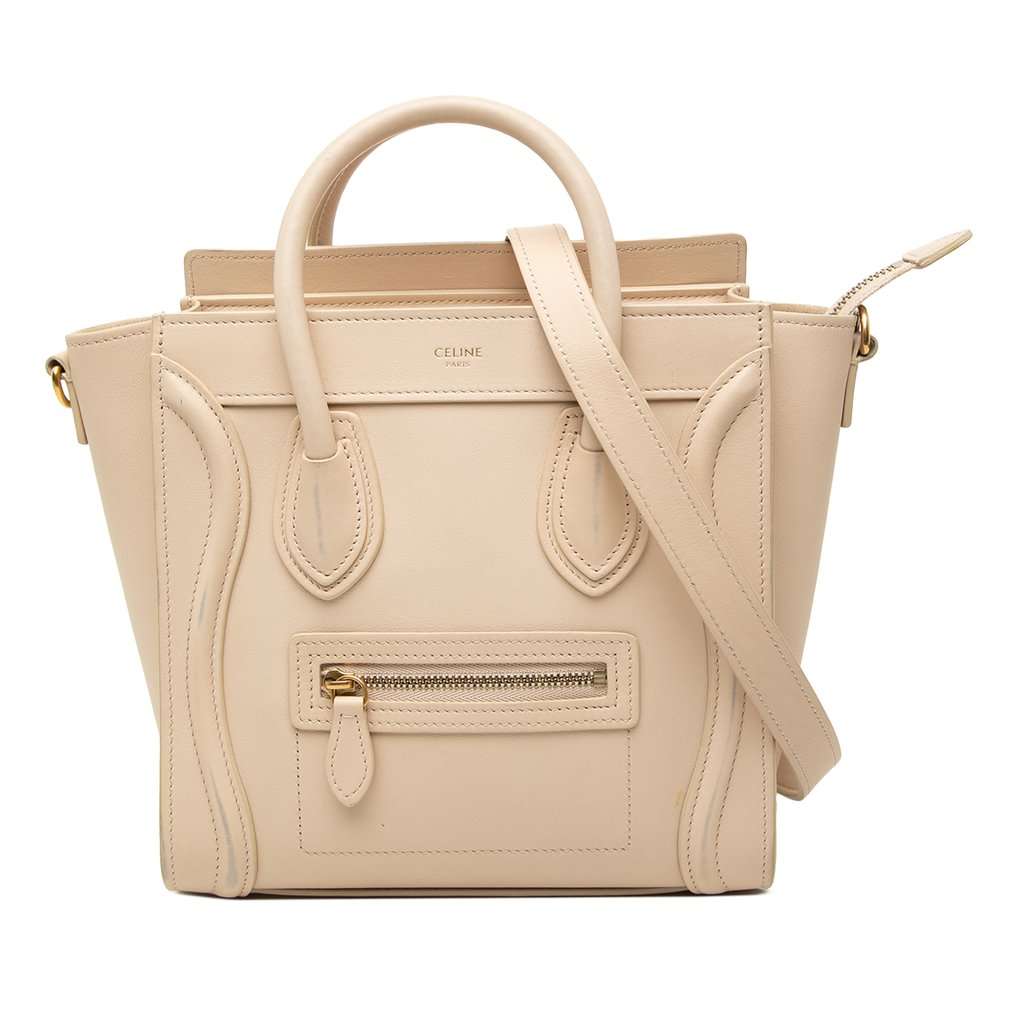 Celine Nano Leather Luggage Tote Beige Leather Very good condition - Front View