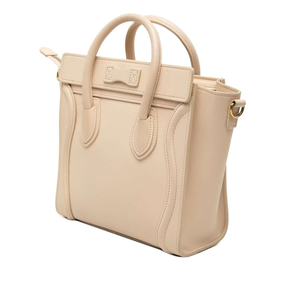 Celine Nano Leather Luggage Tote Beige Leather Very good condition - Back View
