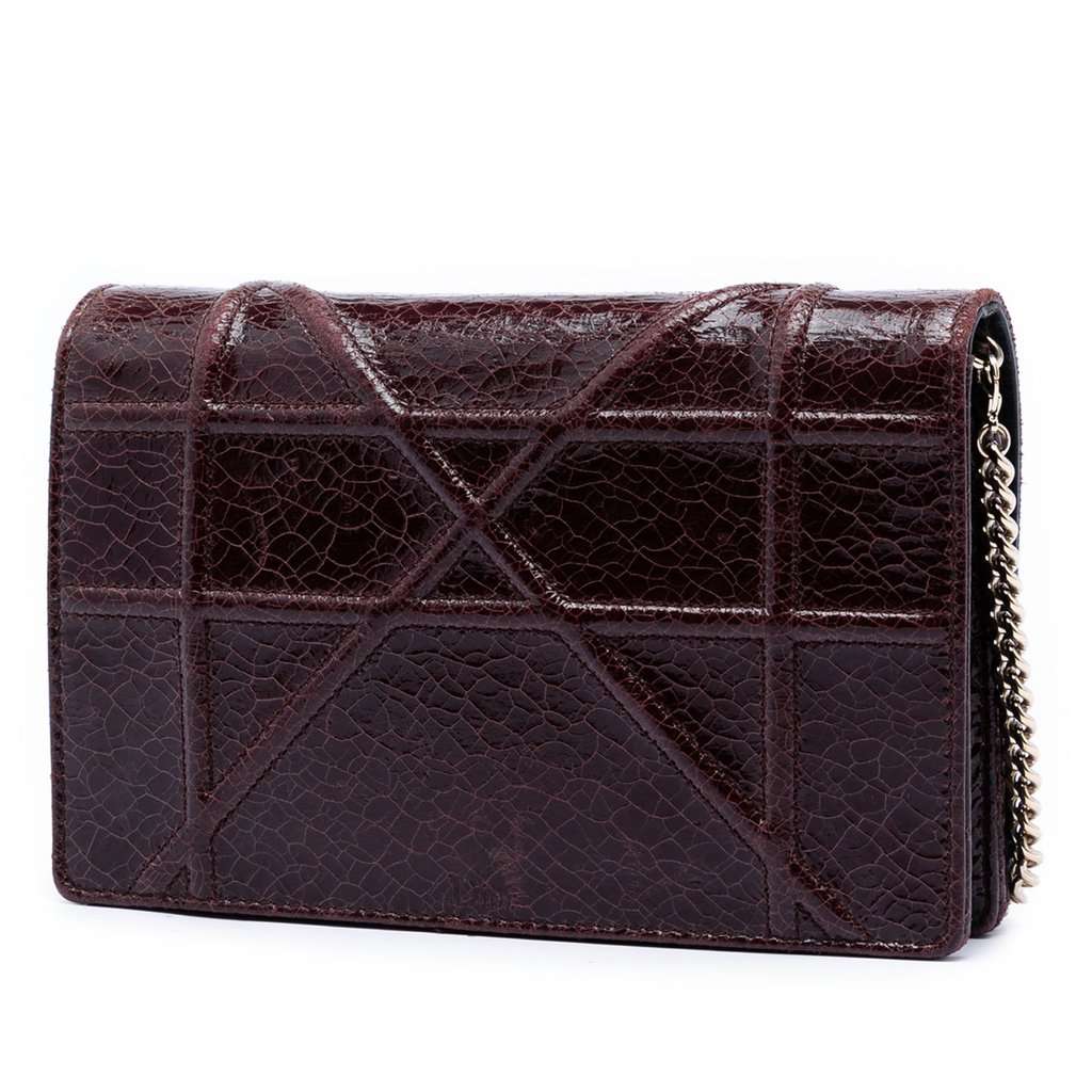 Dior Mini Crackled Deerskin Diorama Flap Red Leather Very good condition - Back View
