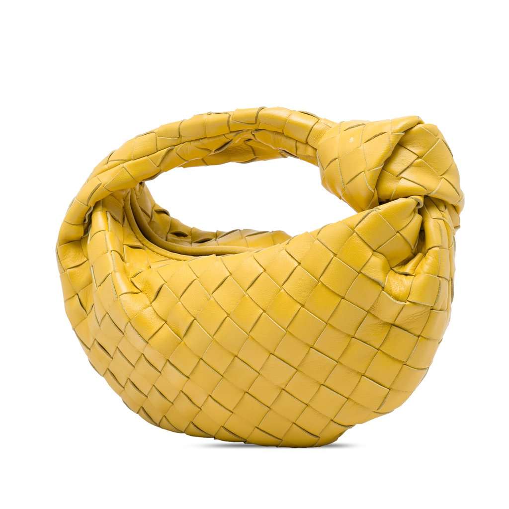 Bottega Veneta Mini Nappa Intrecciato Jodie Yellow Leather Very good condition - Back View