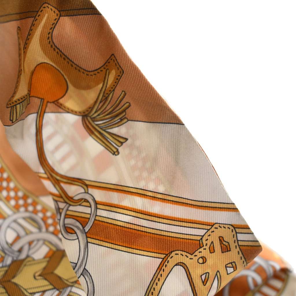 Hermès Brides Et Gris Gris Silk Twilly Scarf Brown Very good - Model View