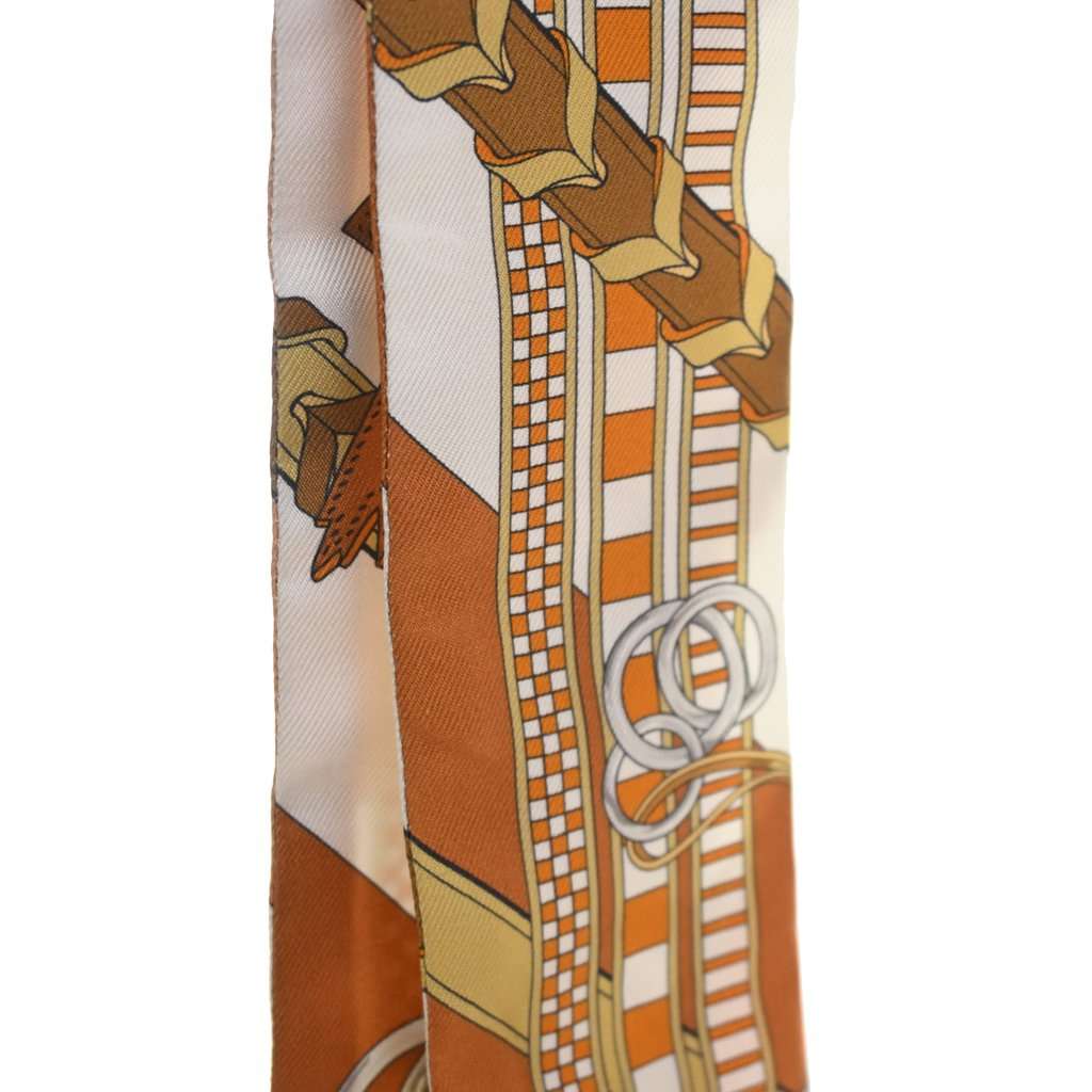 Hermès Brides Et Gris Gris Silk Twilly Scarf Brown Very good - Box View
