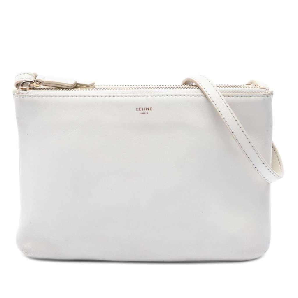 Celine Small Lambskin Trio Crossbody White Leather Very good condition - Front View