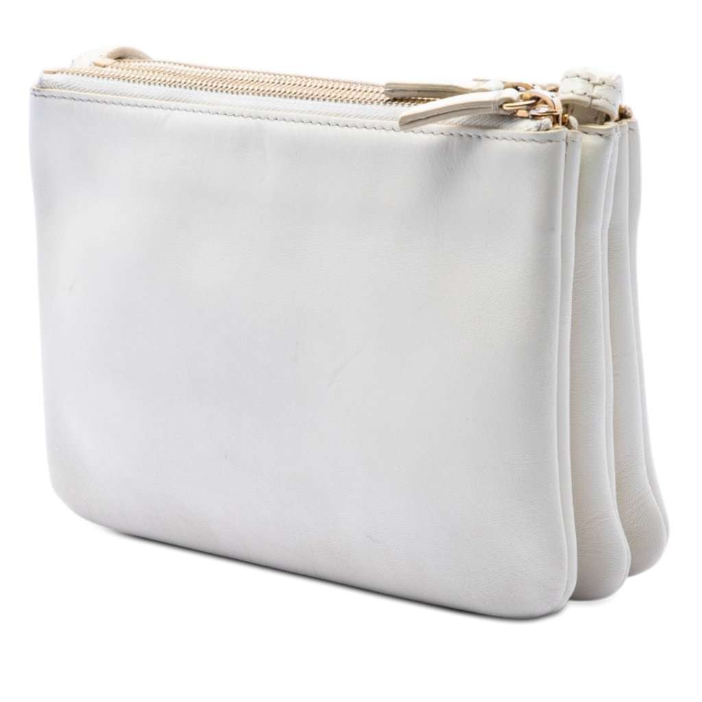 Celine Small Lambskin Trio Crossbody White Leather Very good condition - Back View