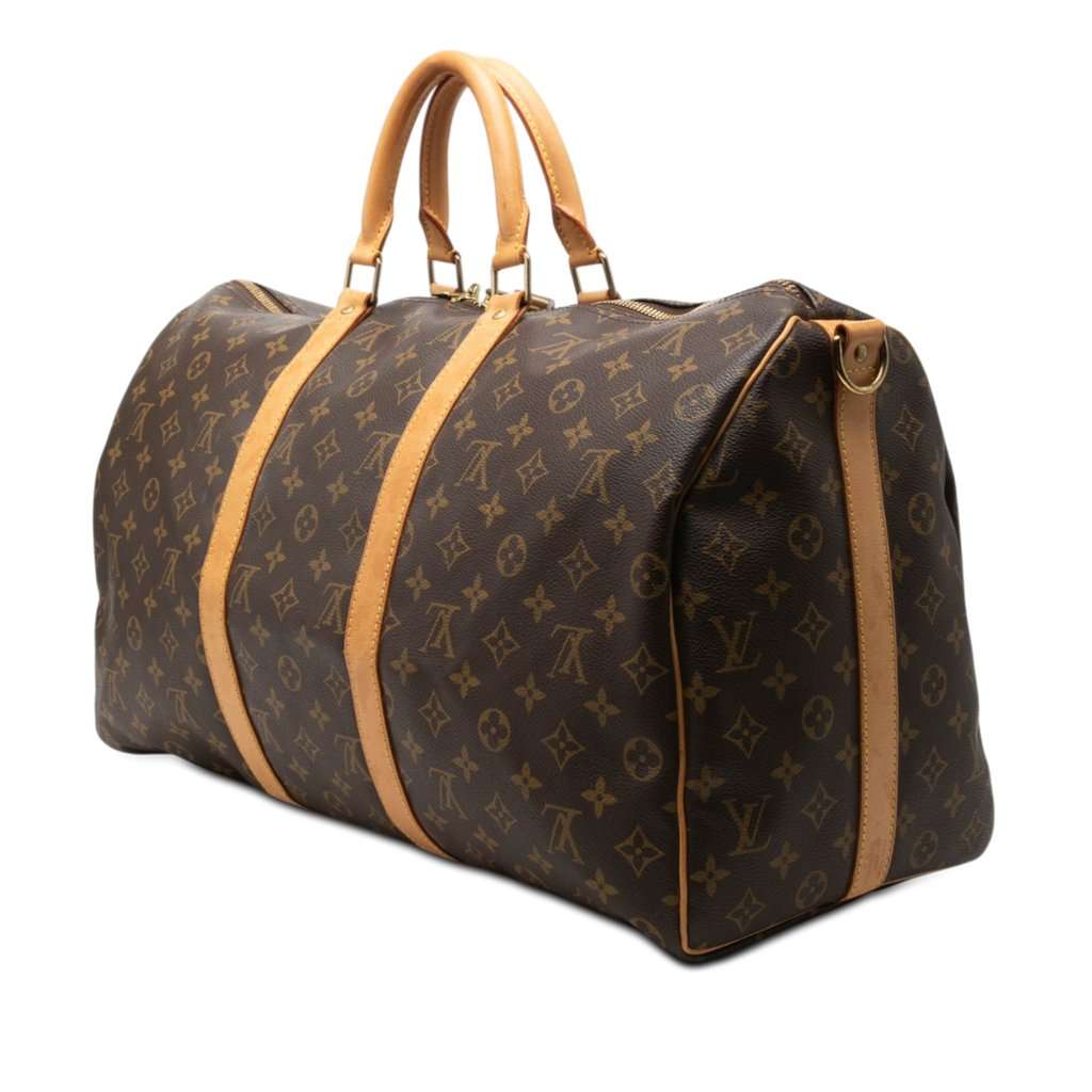 Louis Vuitton Monogram Keepall Bandouliere 50 Brown Good condition - Back View
