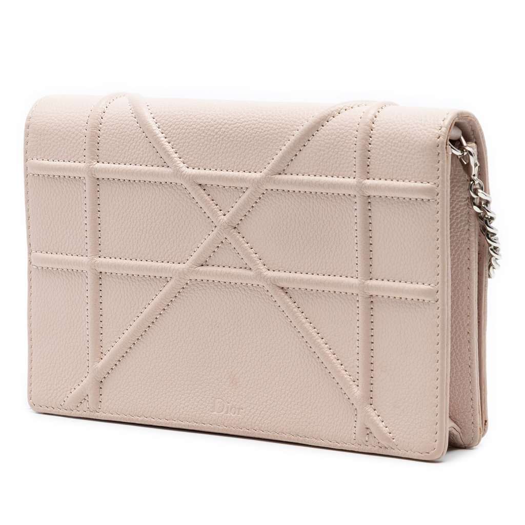 Dior Grained Calfskin Diorama Wallet on Chain Brown Leather Very good condition - Back View