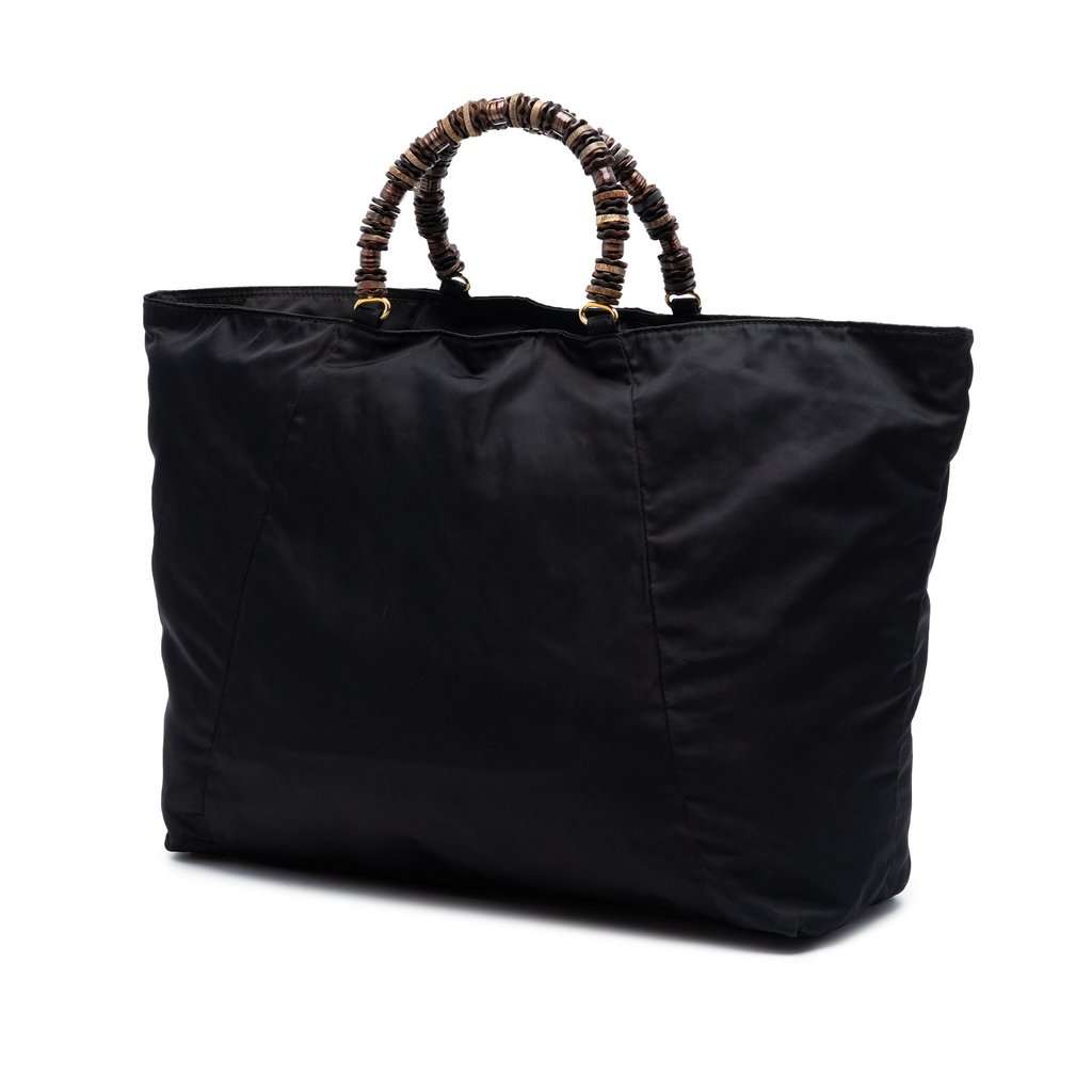 Prada Tessuto Beaded Handle Tote Black Very good condition - Back View