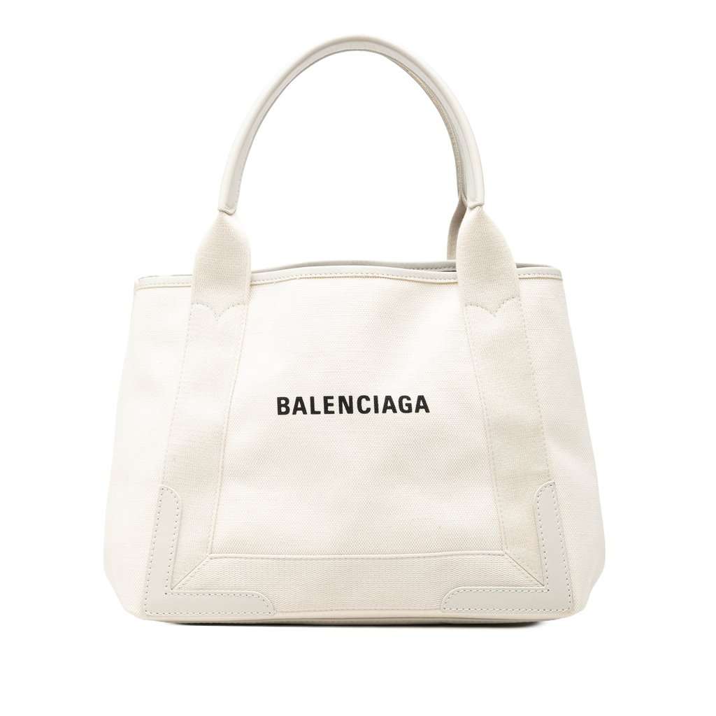 Balenciaga Canvas Navy Cabas Tote S White Very good - Front View