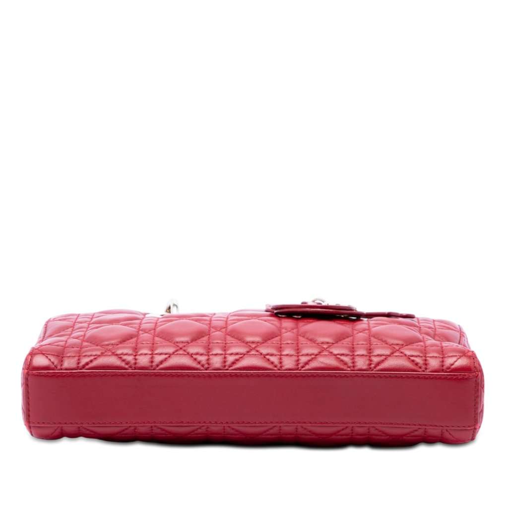 Dior Medium Lambskin Cannage Lady D Joy Red Leather Very good condition - Inside View