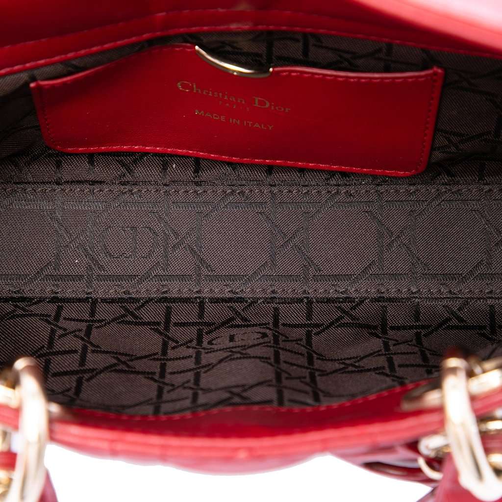 Dior Medium Lambskin Cannage Lady D Joy Red Leather Very good condition - Model View