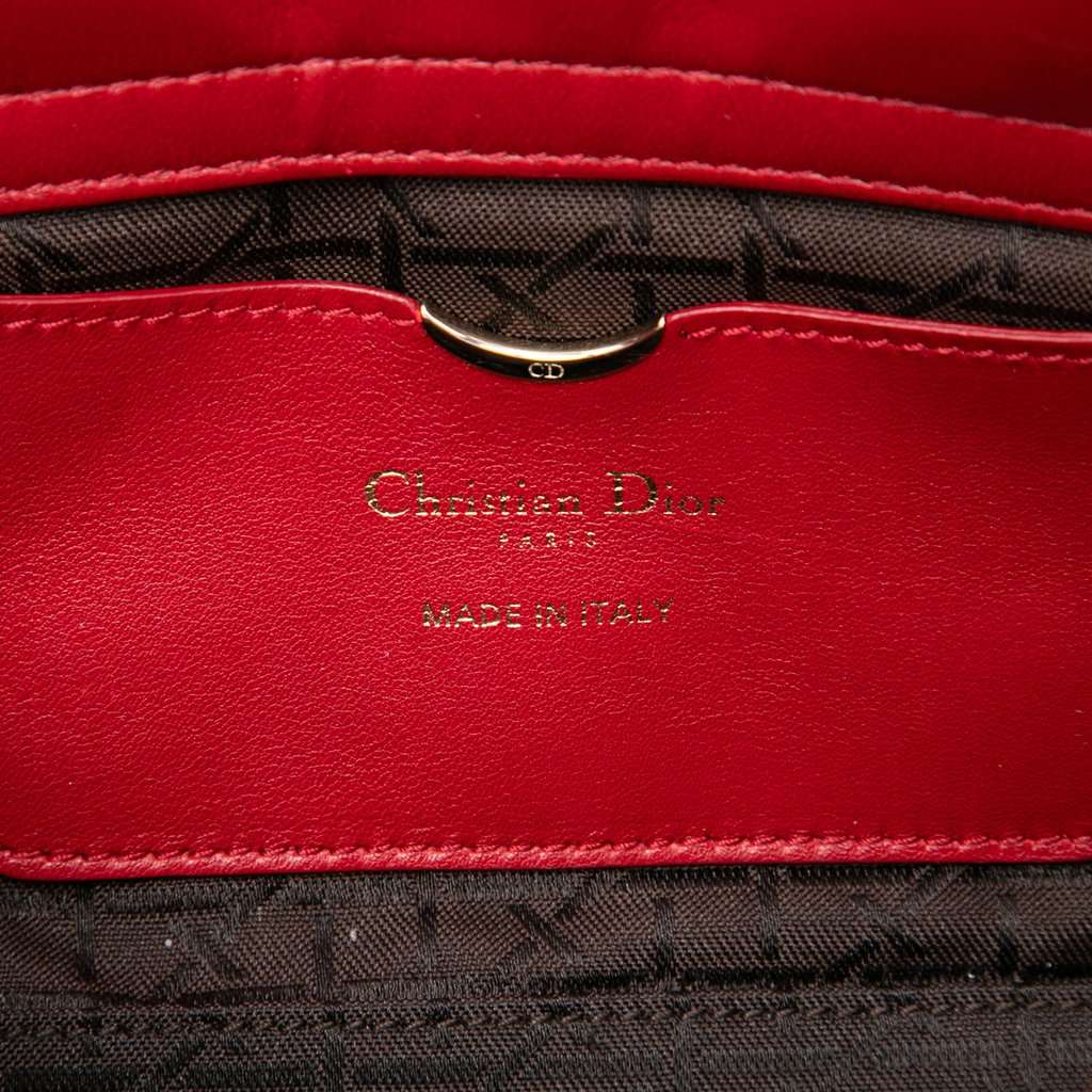 Dior Medium Lambskin Cannage Lady D Joy Red Leather Very good condition - Box View