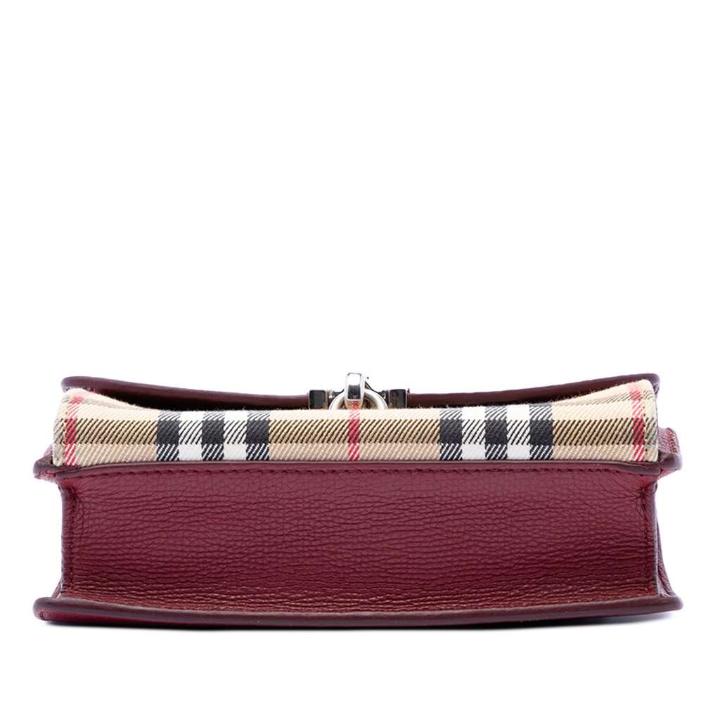 Burberry Small Leather and House Check Canvas Derby Macken Crossbody Red Leather Very good condition - Inside View