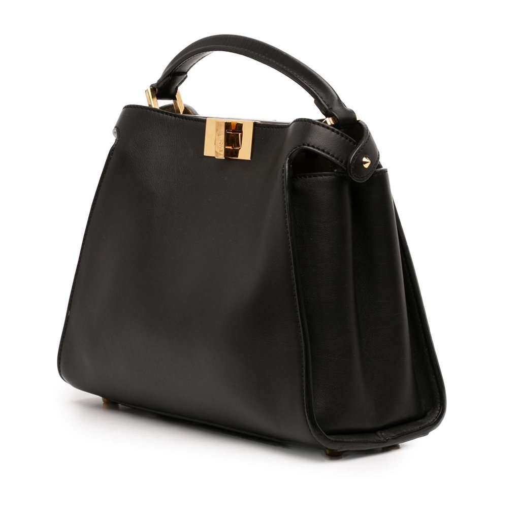 Fendi Medium Leather Peekaboo Iconic Essentially Satchel Black Leather Very good condition - Back View
