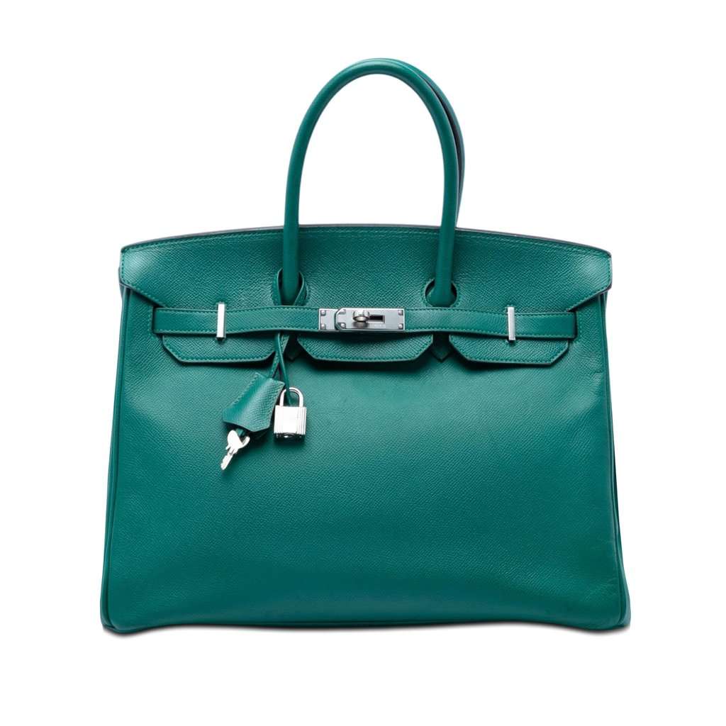 Hermès Epsom Birkin Retourne 35 Green Leather Very good - Front View