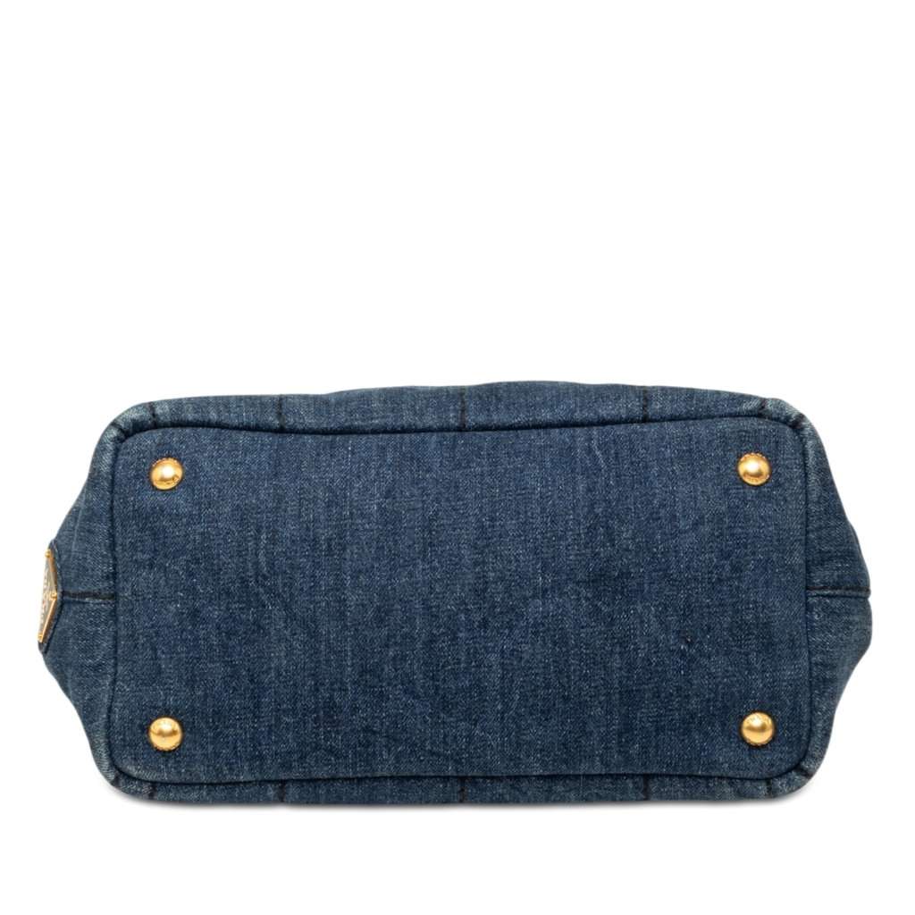 Prada Small Denim Canapa Logo Satchel Blue Very good - Inside View