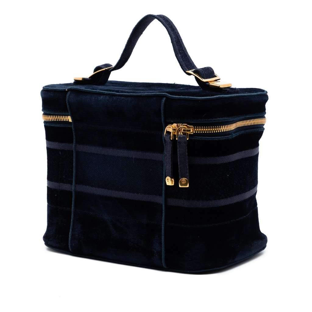 Dior Embroidered Velvet Diortravel Vanity Case Blue Very good condition - Back View