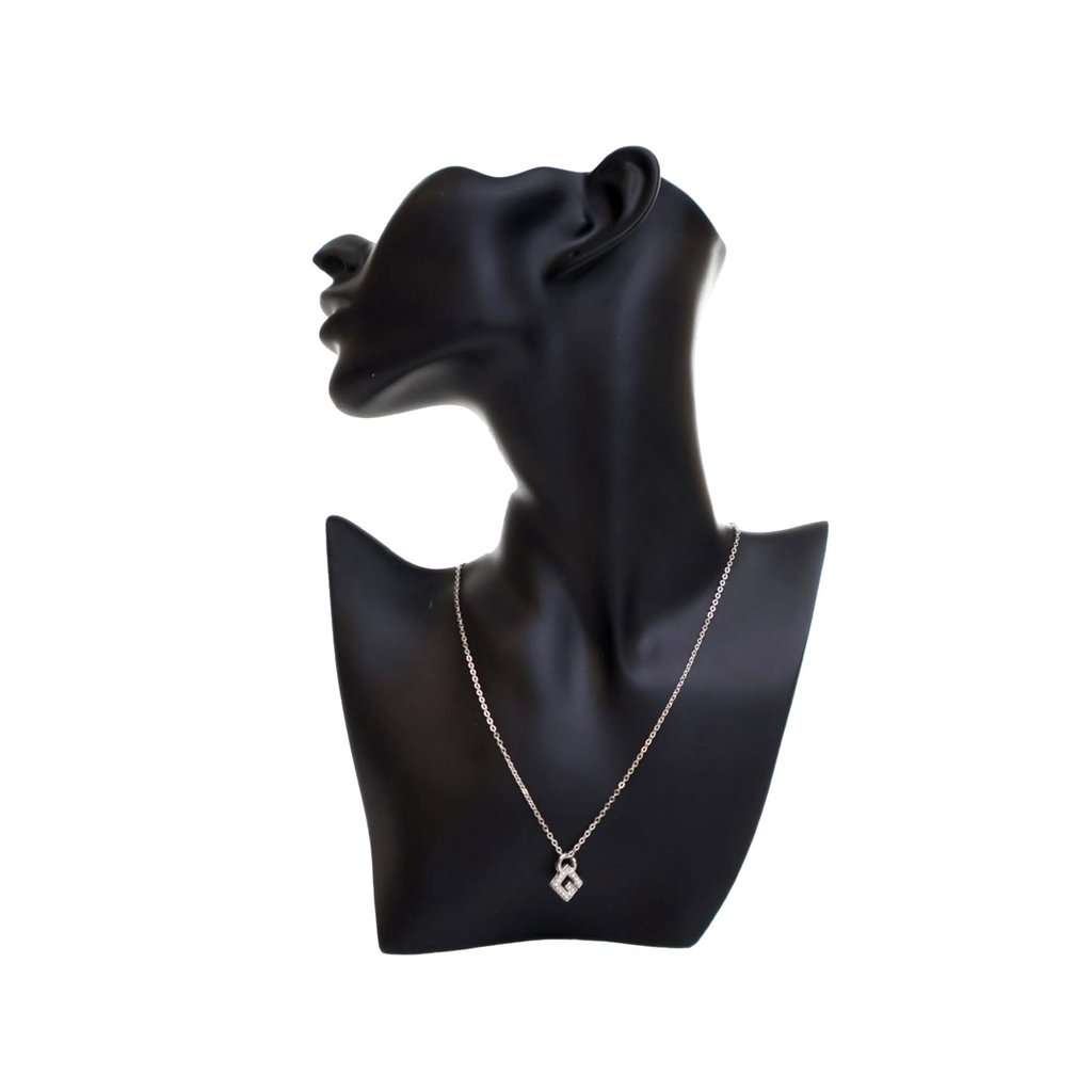 Givenchy Silver Plated G Logo Rhinestone Pendant Necklace Silver Metal Very good condition - Model View